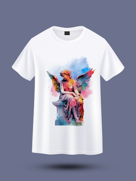 Melek Figürlü Özel Tasarım Tshirt – Sanatsal ve Anlamlı Baskı